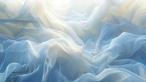 Blue and white soft folds of fabric with a bright light shining on it. AIG51A.