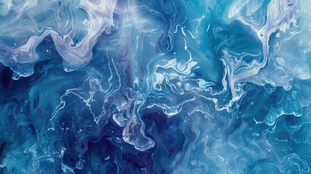An artistic closeup capturing the moment of electric blue liquid splashing onto a white surface, creating a mesmerizing pattern like wind waves on water AIG50