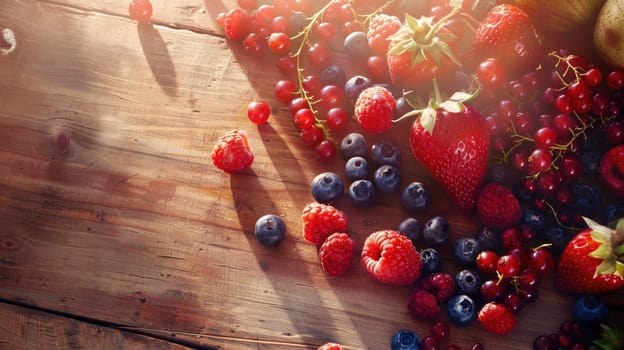 Various types of berries are displayed on the table, showcasing the vibrant colors of natures bounty. These seedless fruits are packed with nutrients and make a delicious addition to any dish AIG50