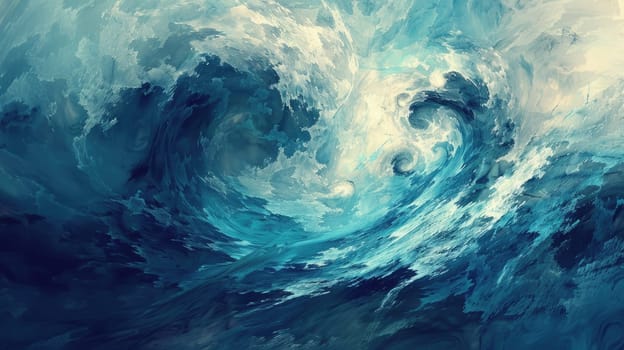 A beautiful painting capturing the azure water and cloudy atmosphere of the ocean, where liquid waves meet the sky in a stunning display of art AIG50