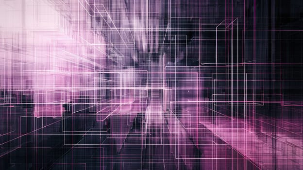 A glowing purple grid of cubes in perspective. AIG51A.