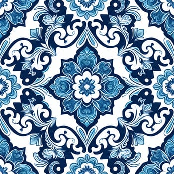 blue and white floral pattern is perfect for adding a touch of elegance to any project. The seamless design features delicate blue flowers and swirls on a crisp white background.