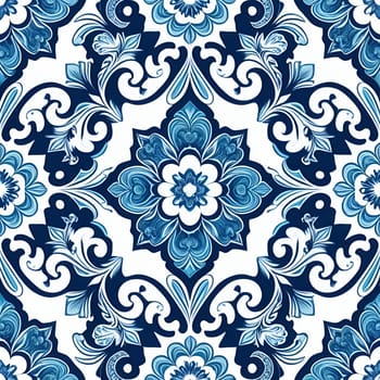 blue and white floral pattern is perfect for adding a touch of elegance to any project. The seamless design features delicate blue flowers and swirls on a crisp white background.