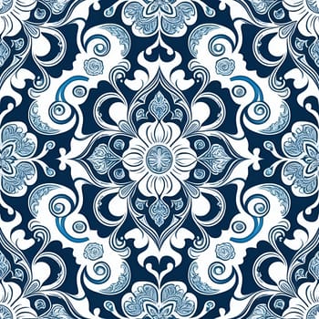 blue and white floral pattern is perfect for adding a touch of elegance to any project. The seamless design features delicate blue flowers and swirls on a crisp white background.