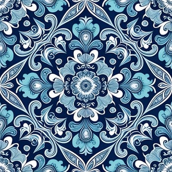 blue and white floral pattern is perfect for adding a touch of elegance to any project. The seamless design features delicate blue flowers and swirls on a crisp white background.