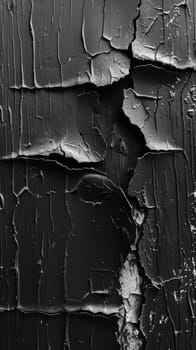 This image highlights a dark textured surface marred by a dense network of cracks. The rough texture emphasizes the stark reality of decay