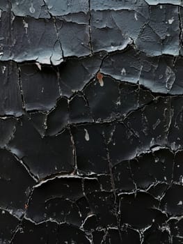 A black surface reveals a detailed cracked paint texture, evoking a sense of historical wear and tear. The visual narrative speaks to the passage of time