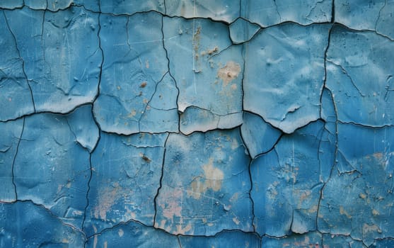 This weathered blue surface is a tapestry of cracks, offering a textured glimpse into the material's storied past