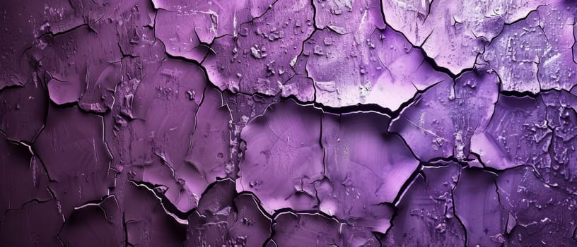 The worn purple texture tells a story of weathering, with cracks and chips providing a mosaic of the past. It serves as an abstract expression of time's relentless march