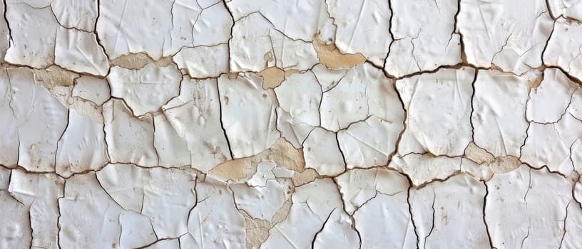 Fading white paint peels away from a wall, revealing layers of history and wear. The fragmented texture is a silent narrative of past and present