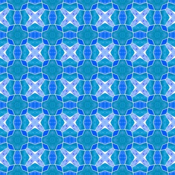 Textile ready magnetic print, swimwear fabric, wallpaper, wrapping. Blue likable boho chic summer design. Chevron watercolor pattern. Green geometric chevron watercolor border.