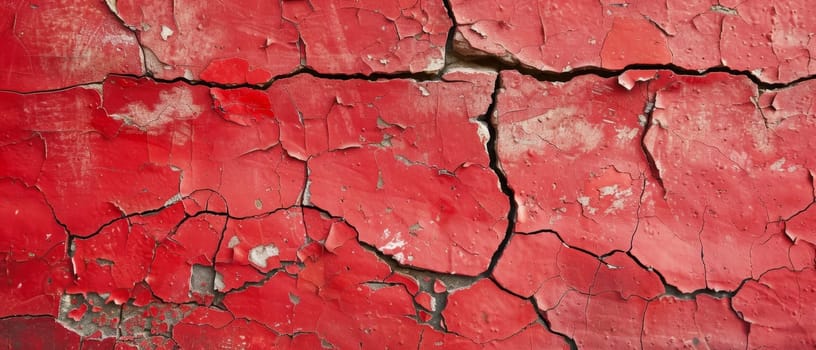 The concrete wall's peeling red paint creates an intriguing texture, a reflection of the urban landscape's ever-changing face. The red tones vary in intensity