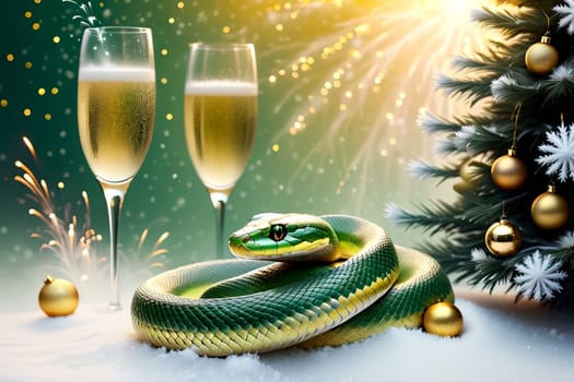 New Year greeting card with New Year balls .