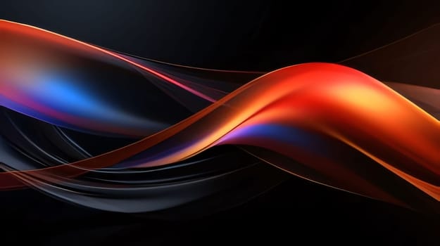 Abstract background design: abstract red and blue wavy lines on black background, vector illustration