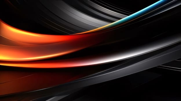 Abstract background design: 3d rendering of abstract background with smooth wavy lines in black and orange