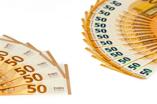 European money cash with 50 euros bills, top view 3