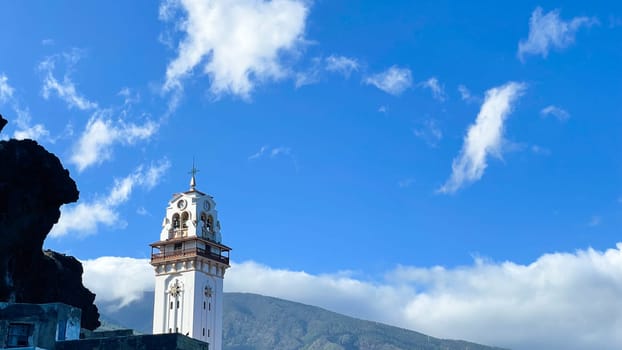 Church of Candelaria against the sky as a symbol of Faith, Canary Islands, Tenerife. High quality photo