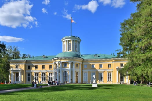 Krasnogorsk, Russia - 1 May. 2024. The Grand Palace in Arkhangelskoye Estate Museum. Historical building