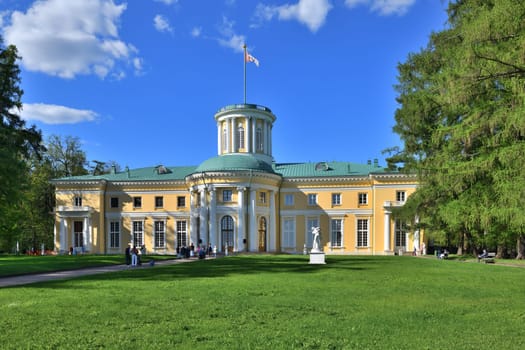 Krasnogorsk, Russia - 1 May. 2024. The Grand Palace in Arkhangelskoye Estate Museum. Historical building