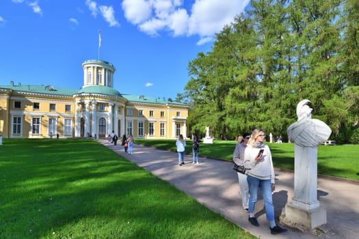Krasnogorsk, Russia - 1 May. 2024. The Grand Palace in Arkhangelskoye Estate Museum. Historical building