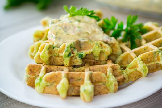 vegetable cabbage waffles fried with herbs.