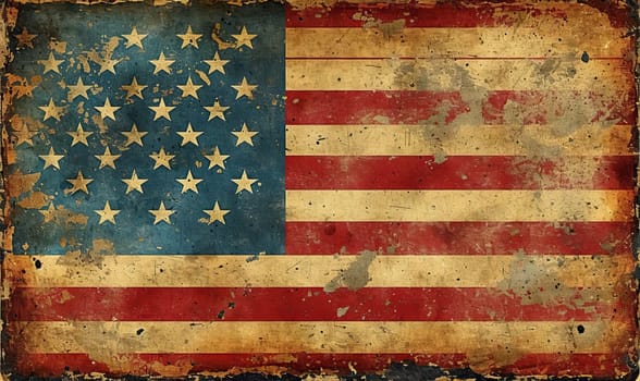 Vintage American flag with weathered look.
