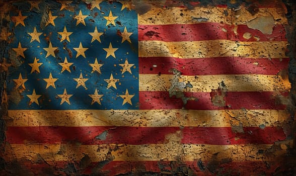 Weathered American flag featuring stars in a grunge style.