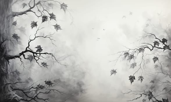A black and white tree showcasing its intricate leaf structure.