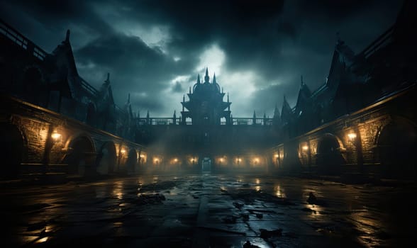 A city illuminated by countless lights against a dark backdrop.