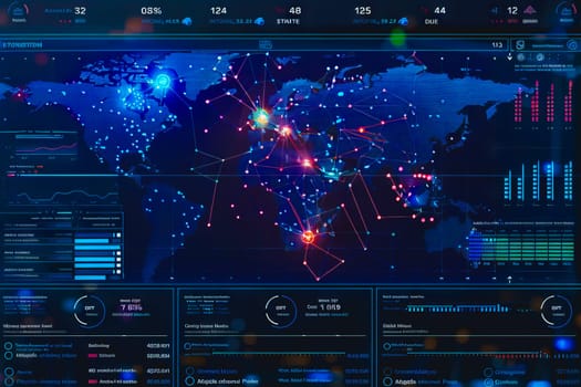 Diagram Scientific information futuristic and Technological Dashboard Map.