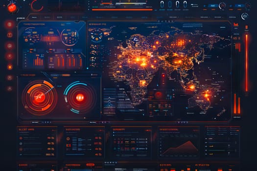 Diagram Scientific information futuristic and Technological Dashboard Map.