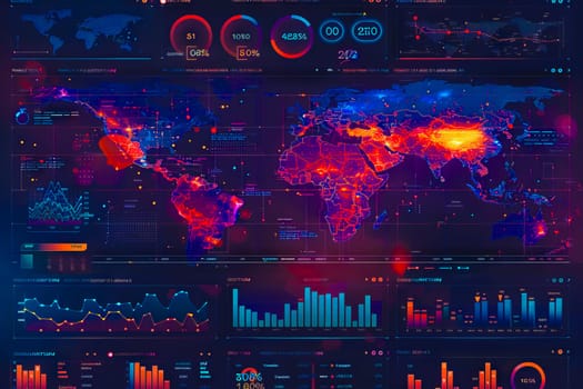 Diagram Scientific information futuristic and Technological Dashboard Map.