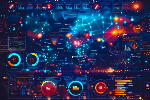 Diagram Scientific information futuristic and Technological Dashboard Map.