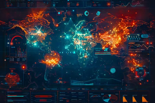 Diagram Scientific information futuristic and Technological Dashboard Map.