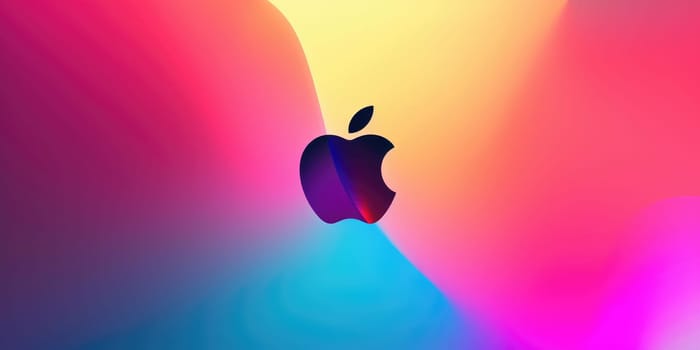 A glowing Apple logo with a rainbow background. AIG51A.