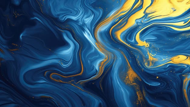 The abstract picture of the two colours between blue and yellow colour that has been mixed with each other in the form of the ink or liquid to become beautifully view of this abstract picture. AIGX01.