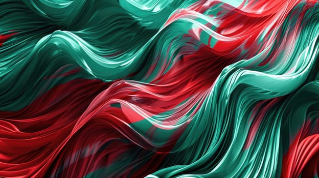 The abstract picture of the two colours of red and green colours that has been created form of the waving shiny smooth satin fabric that curved and bend around in this beauty abstract picture. AIGX01.