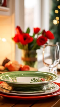 Dishware and crockery set for winter holiday family dinner, Christmas homeware decor for holidays in the English country house, gift set and home styling inspiration