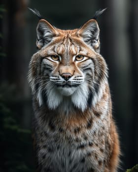 A wild eurasian lynx in the wildness, bobcat in a forest in nature