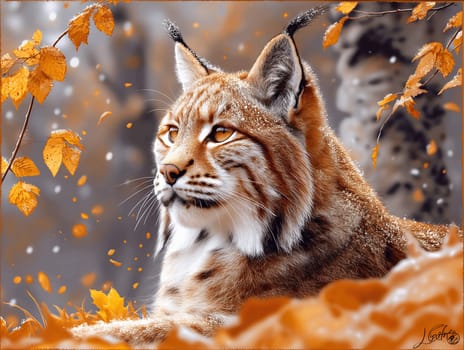 A wild eurasian lynx in nature