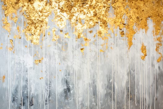 The abstract picture of the gold, grey and white colour that has been painted or splashed on the white blank background wallpaper to form random shape that cannot be describe yet beautiful. AIGX01.