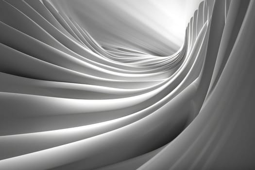 A grayscale image of a tunnel made of smooth, curved shapes. AIG51A.