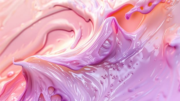 A detailed closeup of a vibrant red, white, and blue paint swirl showcasing a mesmerizing pattern resembling a geological phenomenon with hints of magenta and electric blue mixed in the liquid paint AIG50