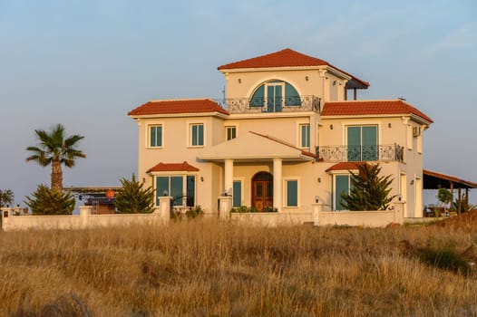 white house in a village in Cyprus