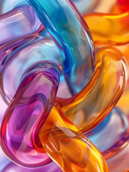Vibrant hues of purple, pink, red, magenta, and electric blue flow together in a fluid and mesmerizing glass sculpture, creating a stunning piece of art