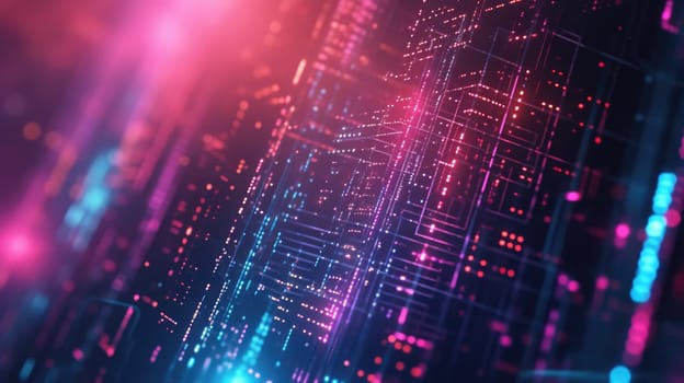 Binary code flowing across a digital landscape. AIG51A.