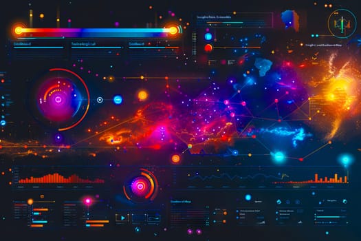 Diagram Scientific information futuristic and Technological Dashboard Map.