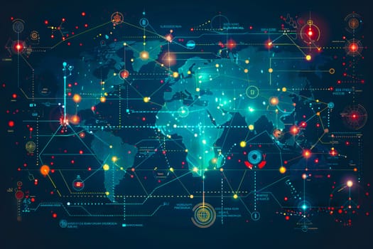 Diagram Scientific information futuristic and Technological Dashboard Map.