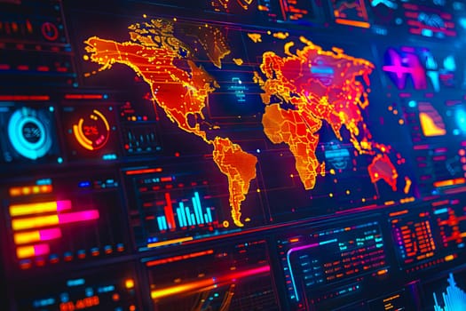 Diagram Scientific information futuristic and Technological Dashboard Map.