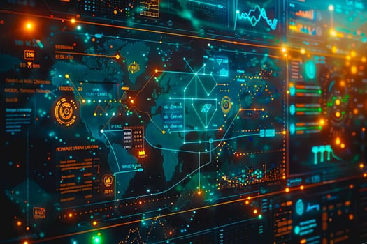 Diagram Scientific information futuristic and Technological Dashboard Map.